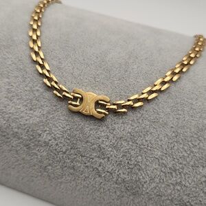 18K Gold Plated Double Link Chain Necklace with Center Detail